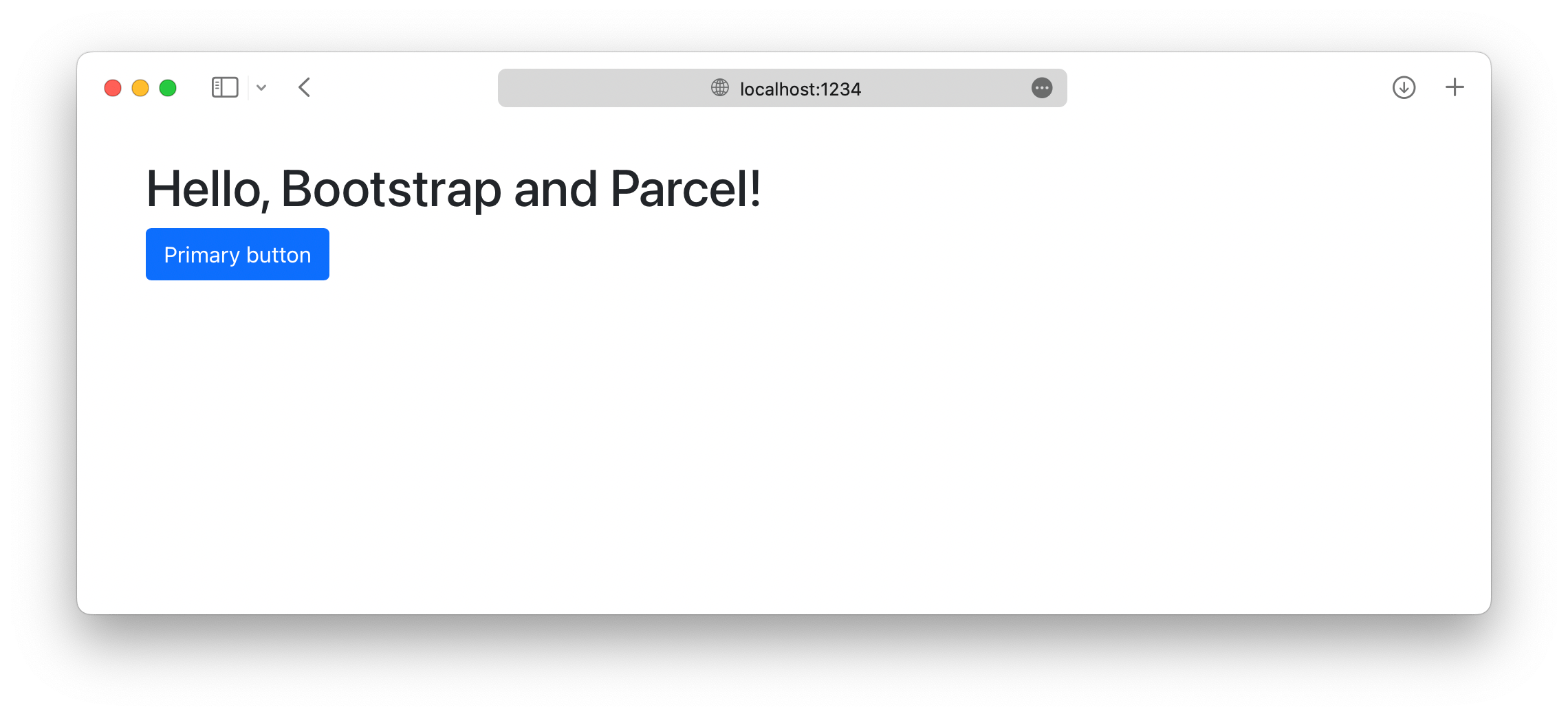 Parcel dev server running with Bootstrap